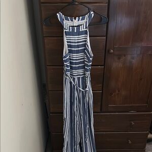 Express Blue and White Striped Jumpsuit